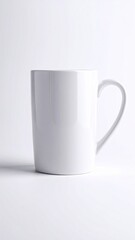 Obraz premium White Ceramic Coffee Mug on a Light Gray Background for Product Photography