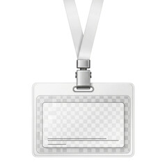 Blank identification badge with lanyard, ready for customization isolated on transparent background