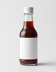 Blank Sauce Bottle Side View on White Background