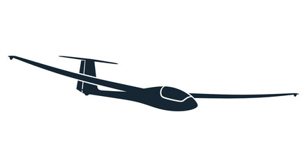 A sleek dark silhouette depicts a glider soaring through the air showcasing its aerodynamic design and elegance
