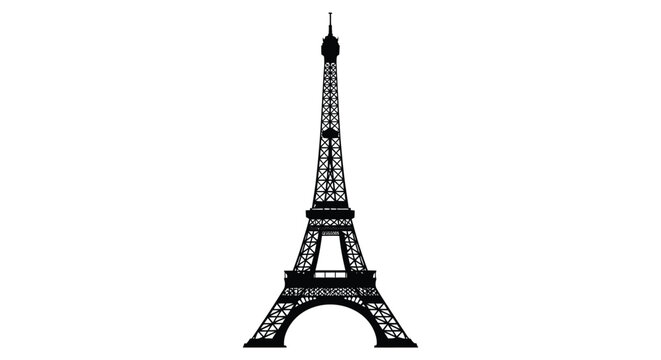 A striking black silhouette depicts the iconic eiffel tower a symbol of paris and french architecture high quality