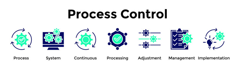 Obraz premium Process Control Banner Web Icon Vector Illustration Concept For Process, System, Continuous, Processing, Adjustment, Management, Implementation