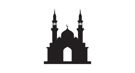 Coastal Mosque Silhouette at Sunset