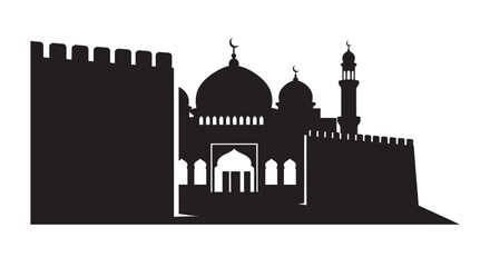 Ramadan Mosque Silhouette Emblem Design Element