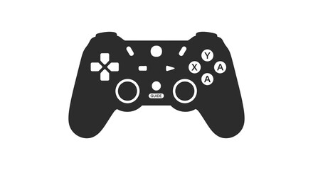 A sleek black silhouette depicts a modern video game controller showcasing its button layout and ergonomic design © Kuntol02