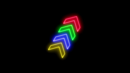 Colorful neon arrows pointing up