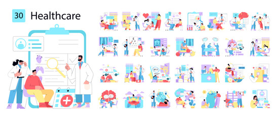 Medical Consultation Illustration with Doctors and Patient