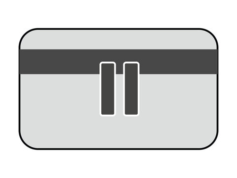 Bank credit card icon with pause symbol illustrating temporary account freeze or security hold concept