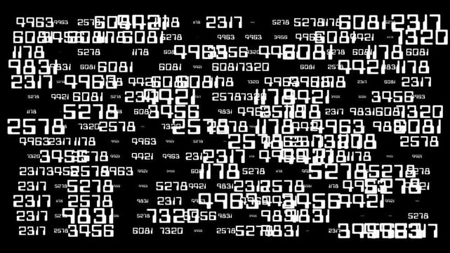 A chaotic digital storm. Monochrome data flow for cybersecurity. Algorithmic chaos.