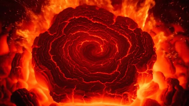 fiery core, abstract energy, burning lava, spiral vortex, hellish inferno