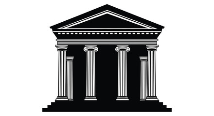 Obraz premium A striking black and white illustration depicts a classical greek temple facade with prominent columns high quality professional