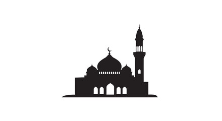Ramadan Mosque Riverside Silhouette Icon