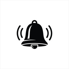 Fototapeta premium Simple black silhouette of a bell with radiating sound waves shown