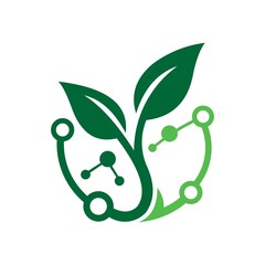 Modern Leaf Technology Integration Logo Design vector illustration
