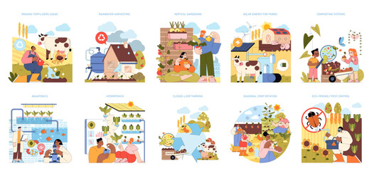 Sustainable Farming Techniques Vector Illustration