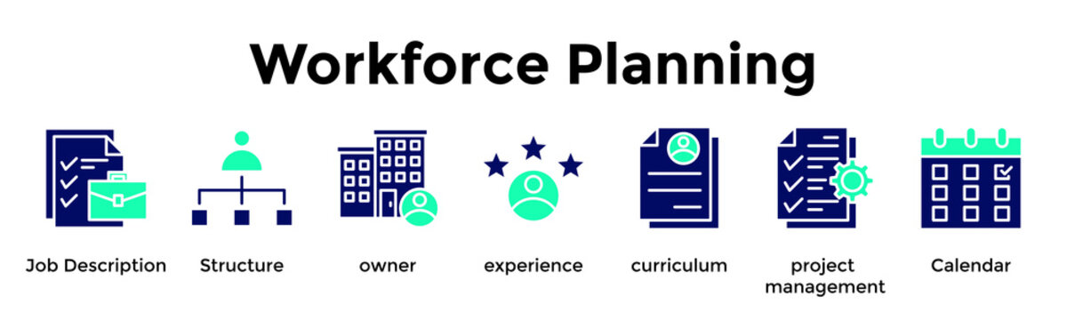 Workforce Planning Banner Web Icon Vector Illustration Concept For Job Description, Structure, Owner, Experience, Curriculum, Project Management, Calendar