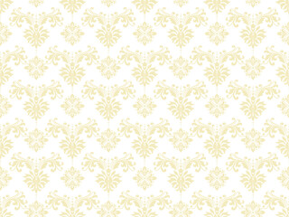 Elegant Golden Floral Seamless Pattern on White Background
