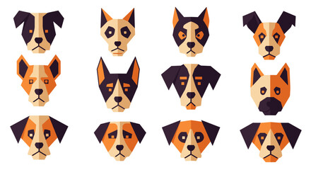 Fototapeta premium Small Grid of Colorful Minimalist Dog Avatars