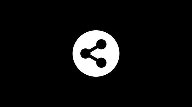 Minimalist white share icon centered on a solid black background
