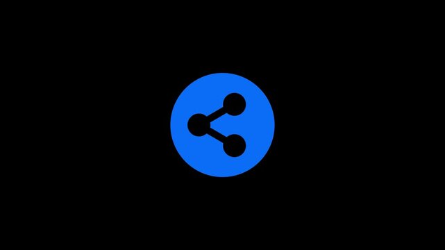 Blue share icon button on black background for social media