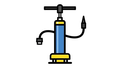 Blue Bicycle Pump with Yellow Base.