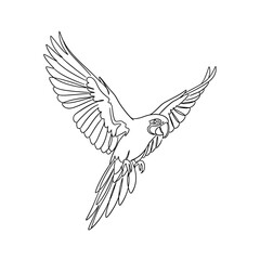 Obraz premium Upward Flying Parrot Continuous Line Art