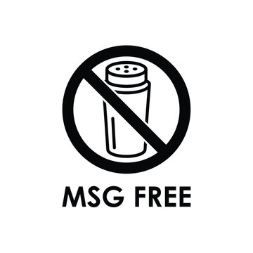 MSG free sign with salt shaker icon in circle  no monosodium glutamate symbol