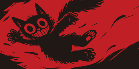 Charming simplified flat-style lynx depiction in nature with bold lines and limited colors © Noble Art