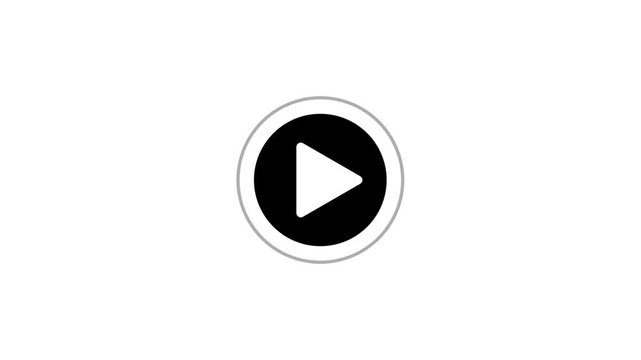 Simple black and white play button icon on white background