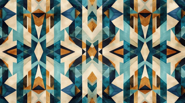 Abstract traditional indigenous indian geometric pattern with lines and geometric shapes on textured background