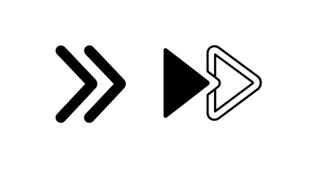 Icons of double chevrons and a solid play button with outline, symbolizing forward movement