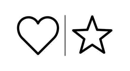 Outlined heart icon next to an outlined star icon, representing favorites or ratings.