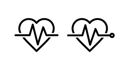 Heartbeat EKG Pulse Icons with Dot Detail: Medical Health Symbols