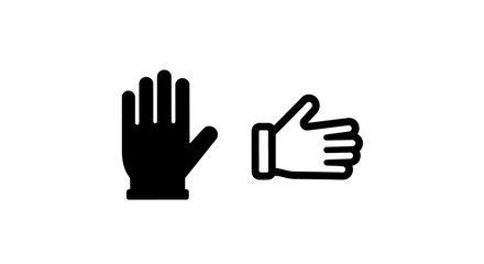Obraz premium Icons of a stopping hand and a thumbs-up hand gesture on a white background.