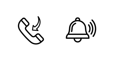 Icons representing a missed call and a bell notification