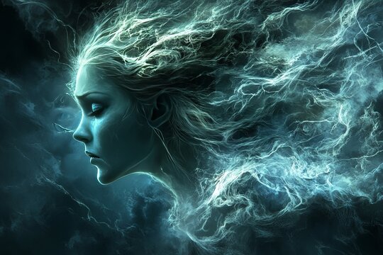 A Melancholic Reflection Anemical Deprivation Captured in a Digital Portrait of a Young Woman