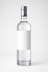 Glass Vodka Bottle Mockup with Blank Label Isolated on Grey Background