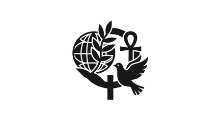 Symbolic representation of peace and global unity with dove and cross.