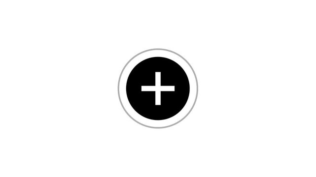 Minimalist black circle icon with white plus sign on background