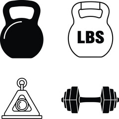 Fototapeta premium Set of weights, including kettlebells and dumbbells, for fitness and exercise routines