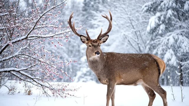 deer in the snow