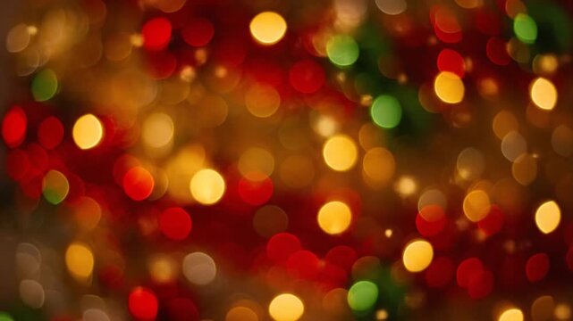 Vibrant colorful bokeh lights in red, green, and yellow hues