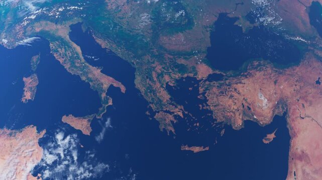 Greece, Europe from Space. View from Space Orbit. Globe