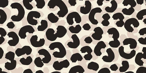 Seamless vector leopard pattern with large abstract animal spots in black and soft beige on a light cream background. Modern minimal wild texture for fashion, textiles, wallpaper and packaging © incarnadine