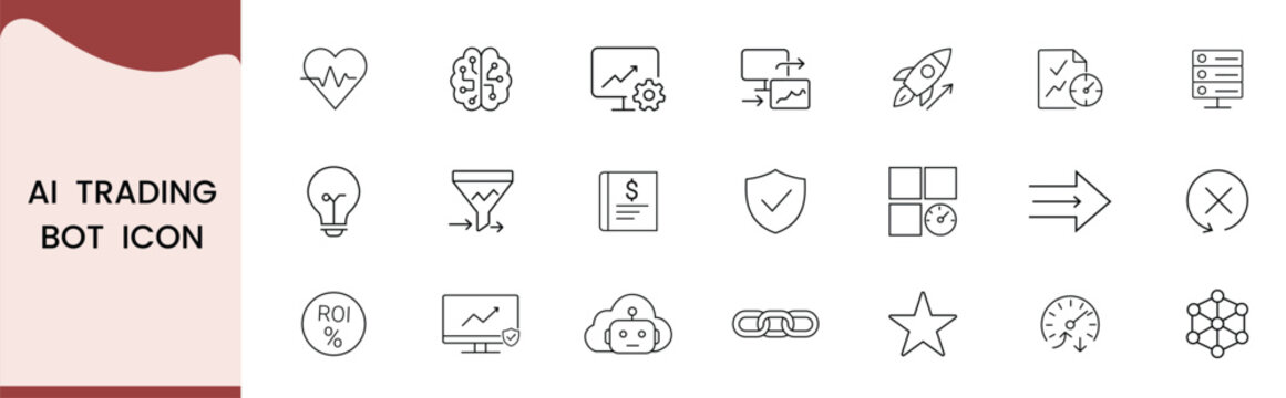 AI Trading Bot Icon Vector for Automated Stock Trading, Algorithmic Finance and Smart Investment App Design