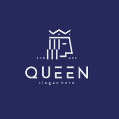 Fototapeta premium Abstract queen head logo line icon design template flat vector
