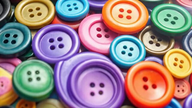 Colorful collection of sewing buttons in various sizes and vibrant colors, creating a textured background.
