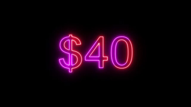 79 dollar counting number animation. Neon counts up dollar animation from 0 to 79 number. on a black background. and creating a stunning 4k video.