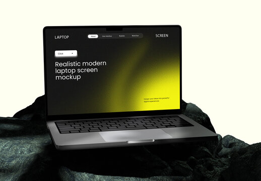 Laptop Mockup on Dark Stone