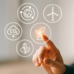 Human Hand Reviewing Clean Energy Transition and ESG Strategy
